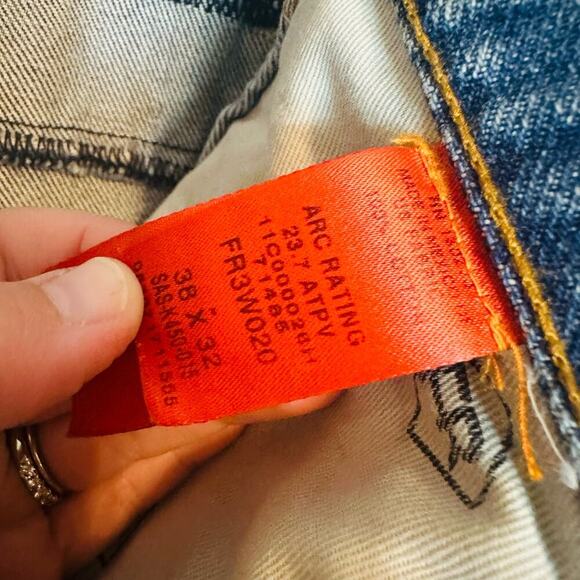 VINTAGE WRANGLER FR Denim Riggs Workwear Flame Resistant Carpenter Jeans 38x32 - Picture 16 of 16